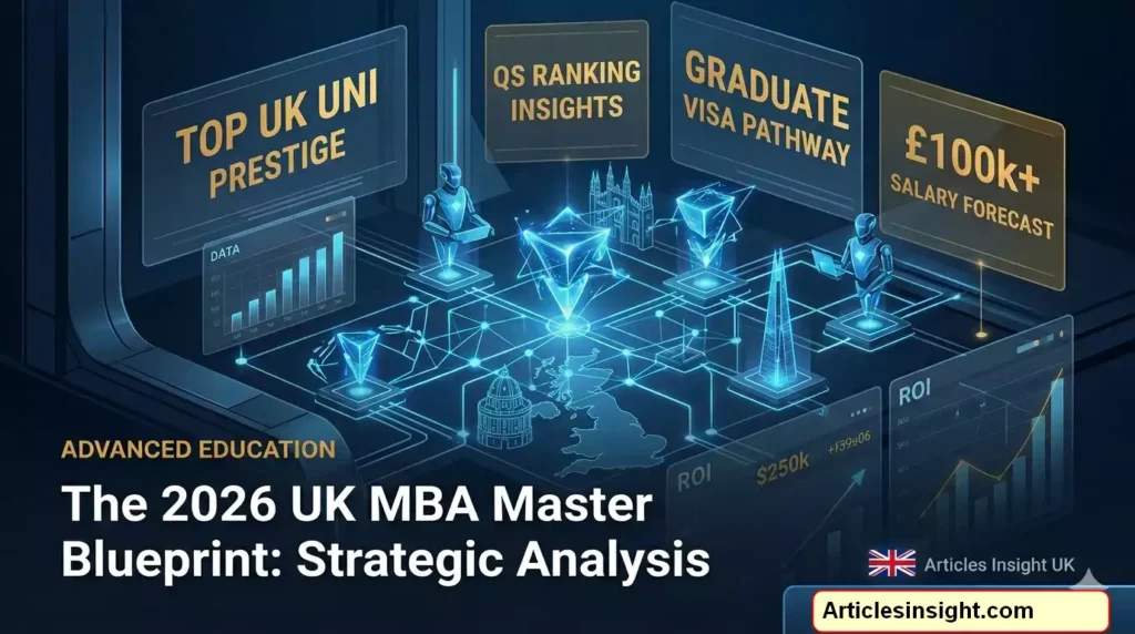 Comprehensive visual guide for international students planning an MBA in the UK in 2026, featuring rankings, visa updates, and salary projections.