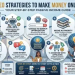 9 Easy AI SEO Strategies to Make Money Online in 2026 Infographic by Articles Insight
