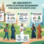 UK University Application for Arab Students 2026: Success & Visa Guide 3 UK University Application for Arab Students 2026: Success & Visa Guide Infographic detailing the 2026 UK University Application roadmap for Arab students showing Foundation Year and Visa steps